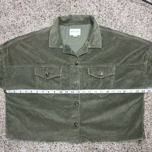 American Eagle Outfitters Corduroy Shirt Jacket Shacket Olive Green Medium M thumbnail 7