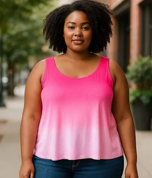 TORRID Tie Dye Faded Pink Blouse Backed Tank Top ~ Women's Size 0 ( LARGE ) thumbnail 1