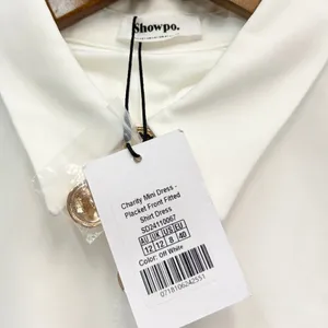 Showpo Placket Front Fitted Mini Shirt Dress in Off White size 8 NWT thumbnail 5