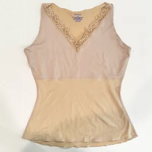 Spanx Hide & Sleek Lace Trim‎ V Neck Cami Top Women's Medium Tan Slimming Layer thumbnail 3