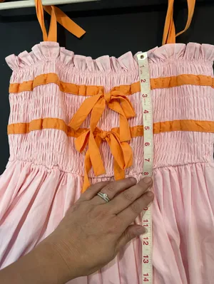 MABL size medium Pink Sundress with Orange Tie Straps thumbnail 9