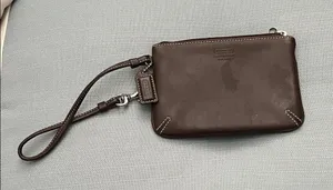 Coach Dark Brown Leather Wristlet used good condition thumbnail 1