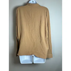 PATRIZIA LUCA Milano‎ Brown Textured Long Sleeve Button Up Shirt Blouse Top M thumbnail 4