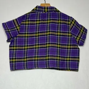 Dolls Kill Daisy Street Purple/Yellow Check Punk Casual Grunge Ska Shirt size M thumbnail 3