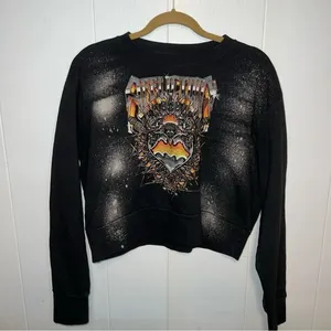 Affliction Chromium Heart Cropped Pullover Sweatshirt with Open Back Size M thumbnail 1