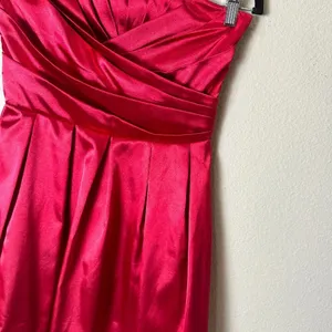 VINTAGE Roberta Party Dress Red Satin Strapless Pleated Bodice - size 5/6 thumbnail 8