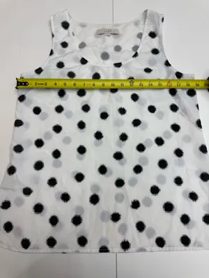 LOFT White Top with Gray and Black Dot Print size M thumbnail 5
