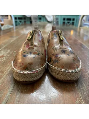 Patricia Nash Neria Floral Leather Front Zip Espadrille Sneakers Tan Multi Sz 6 thumbnail 4