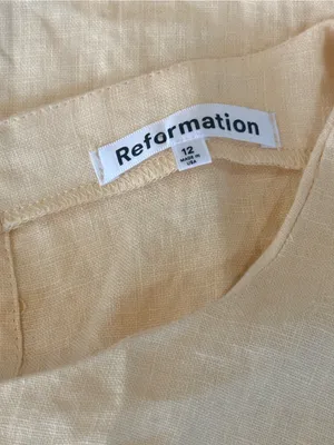 Reformation butter yellow Sleeveless linen Mini Shift Dress thumbnail 3