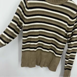Vintage Y2K Striped Mock Neck Sweater Size Medium Academia Boho Early 2000s thumbnail 6