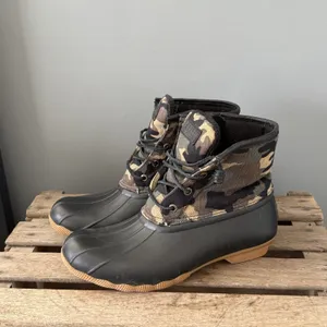 Sperry Saltwater Camo Womens Size 8.5M Water proof Lace up‎ Duck boots A53 thumbnail 2