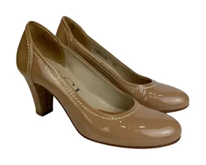 AGL Attilio Giusti Leombruni Pumps 5‎ Nude Patent Leather Heel 35 Italy thumbnail 1