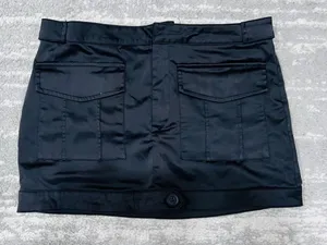 Zara Black Satin Cargo Utility Mini Skirt Y2K Size M 28 thumbnail 2
