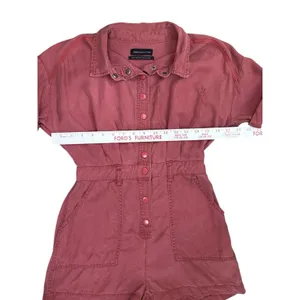Urban Outfitters Rose Pink Utility‎ Romper Button Front Short Sleeve Snall Safar thumbnail 5