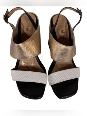 Belinni Black, Gold & Ecru Leather Block Heel Sandals (36) thumbnail 6