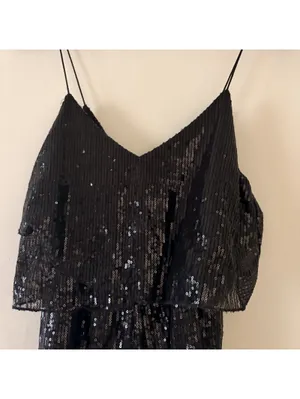Raga Black Sequin Layered Romper - Women's Size Small thumbnail 3