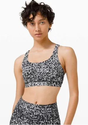 Lululemon Energy Bra Medium‎ Support, B-D Cup Urban Block Ice Grey Black sz 6 thumbnail 1