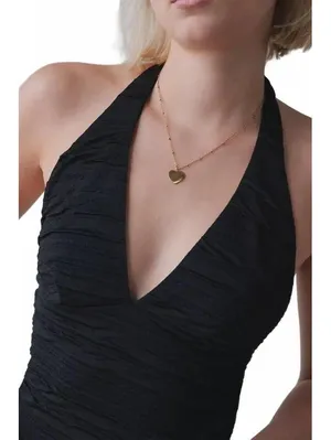 UO Silence + Noise Club Classic Cropped Halter Top Urban Outfitters NWT Black XL thumbnail 3