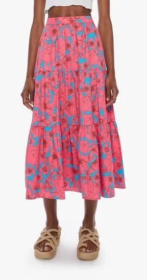 XiRENA Angeline Midi Tiered Skirt Formentera Pink L thumbnail 1
