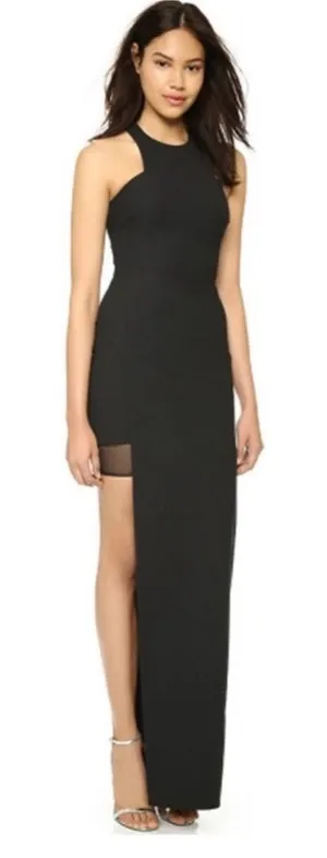 Revolve Elizabeth and James Tegan High-Slit Chiffon Maxi Dress, Black Size 2 thumbnail 1