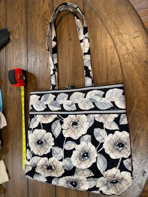 Vera Bradley Black & Cream Floral Quilted Tote​ thumbnail 2