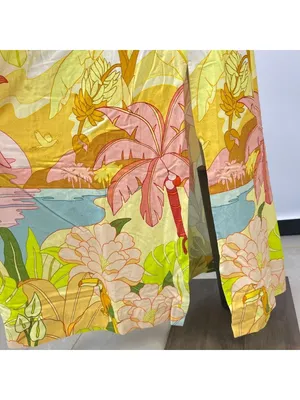 NWOT Farm Rio Linen Blend Floral Strapless Maxi Dress Size XL Hawaiian Tropical thumbnail 8