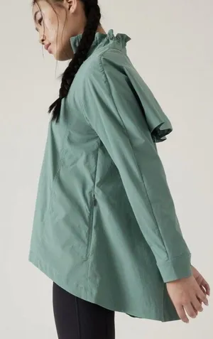 NEW Athleta L Advantage Poplin Top Teal Breathable Zip Pockets Ventilation Large thumbnail 3