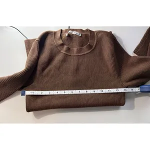 Abercrombie & Fitch Chocolate Brown Ribbed Knit Crew‎ Neck Sweater Minimalist S thumbnail 6