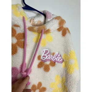Barbie Grayson Threads Hoodie Women Medium White Floral NWT Sherpa Pullover thumbnail 3