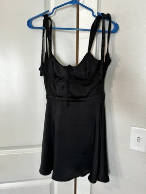 For Love And Lemons Satin Black Dress XS thumbnail 2