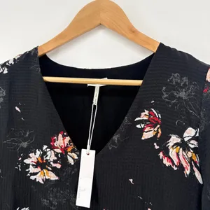Gentle Fawn Tatiana Dress Long Sleeve‎ V Neck Tie Cuff Black Sheer Large NWT thumbnail 4