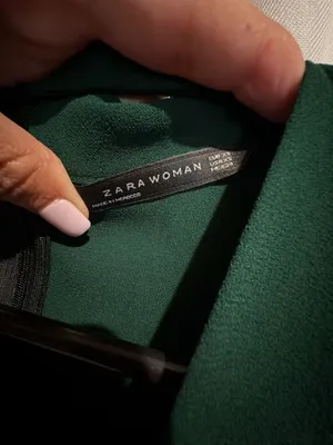 Zara Woman Green Choker V Neck Shift Mini Dress thumbnail 2