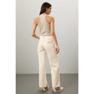 Wrangler World Wide Cream Wide Leg High Rise Western Denim Jeans Size 30x28 thumbnail 3