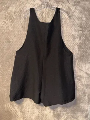 Moa Moa Linen Tie Strap Romper for Women in Black thumbnail 6