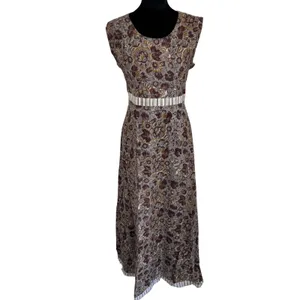 Boho Floral Block Print Maxi‎ Dress Sleeveless Earth Tones Size L Fairy Festival thumbnail 2