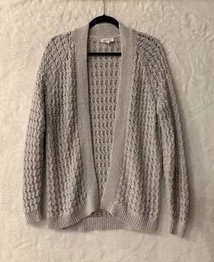 Haven Well Within Womens Gray‎ Open Knit Cardigan Sweater Cotton Blend Size S thumbnail 1