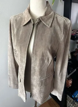 Liz Claiborne brown tan jacket suede size m thumbnail 1