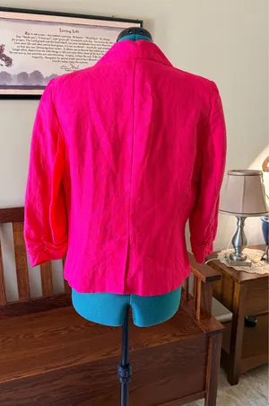 NY Collection Pink One-Button Lined Blazer Jacket 3/4 Sleeve Size 14 thumbnail 3
