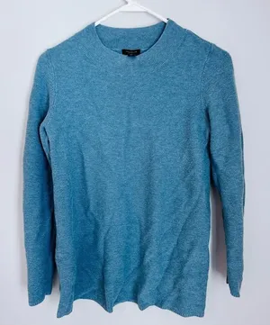 Ann Taylor Blue Crew Neck Sweater Ribbed Knit thumbnail 1