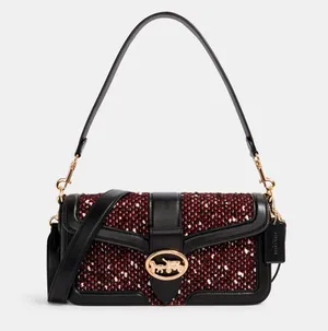 Coach Tweed Georgie Shoulder Bag Smooth Leather thumbnail 1