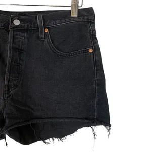 Levis 501 High Waist Cut Off Jean Shorts Size 29 Black thumbnail 4