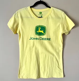 JOHN DEERE | Yellow Glitter Logo Fitted Graphic Tee Sz S thumbnail 1