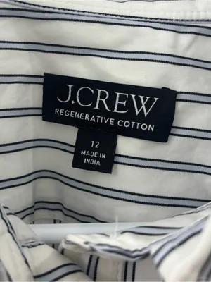 J crew eyelet puff sleeve shirt in striped cotton poplin thumbnail 7