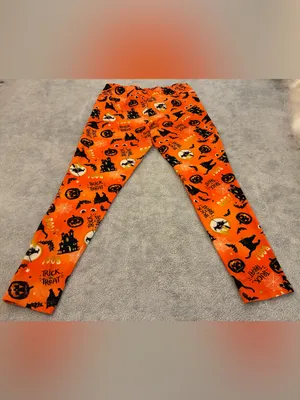 Women’s Terra & Sky Brand Halloween Orange Printed Leggings Size 1X thumbnail 4