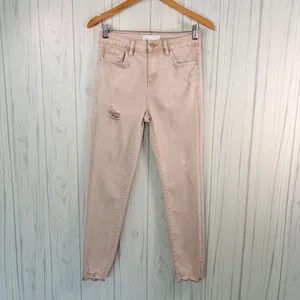 VERVET‎ Skinny High-Rise Distressed Crop Jean in Blush/Taupe, Size 27 thumbnail 2