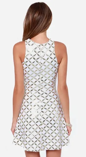 Dress the Population Revolve White and Gold Sequin Dress thumbnail 2