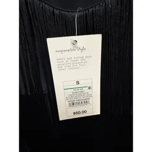 A New Day Black Fringe Tassel Mini Cocktail Party Dress Small S NEW Flapper thumbnail 5