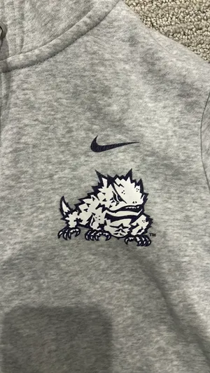 Nike TCU classic zip up hoodie grey with horned frog thumbnail 2