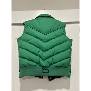 Vtg 80 Woolrich Woman Green Down Puffer Vest Chevron Quilted Western Medium Gorp thumbnail 5