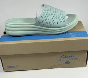 Clarks Size-9W Cloudsteppers Washable Slide Drift Twist Sandals‎ Mint thumbnail 1